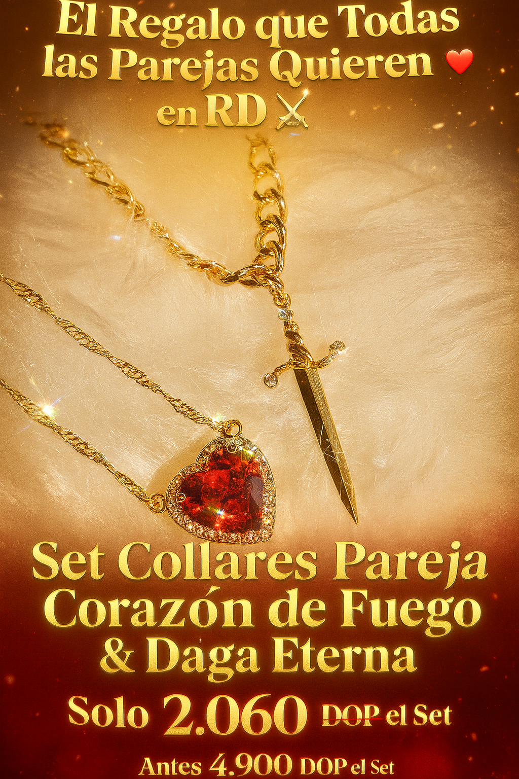 Collar corazón y daga